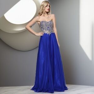 Royal Queen Collection Long Gown with Rhinestone